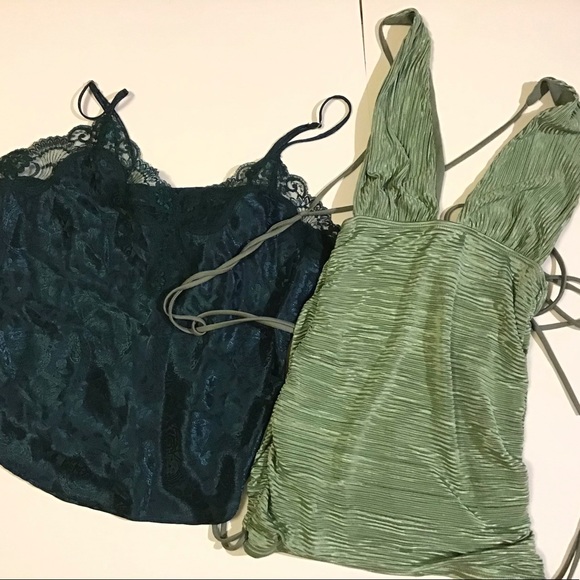2 for 24 vintage &new forest fairy silky tank camisole halter tops green size S - Picture 7 of 12